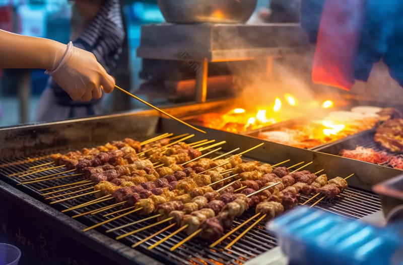 烧烤街头食品烤肉美味烹饪小吃摄影图,高清,摄影图,摄影图片,图片大全,摄影图免费下载